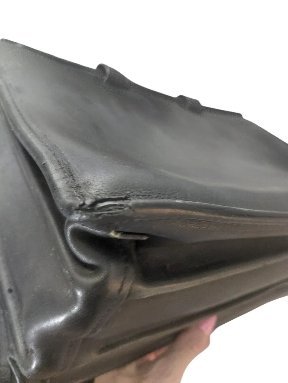 Jack George Men's Vintage Black Leather Briefcase Computer Bag   With Strap